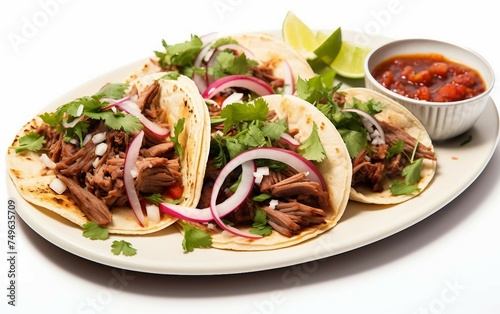 Street Tacos Traditional Mexican Culinary Experience Isolated on White Background.