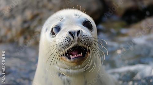 Filhote de foca fofa sorrindo - Papel de parede
