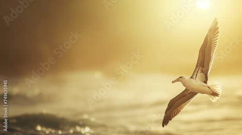 Albatroz voando com iluminação cinematográfica bege - Papel de parede  photo