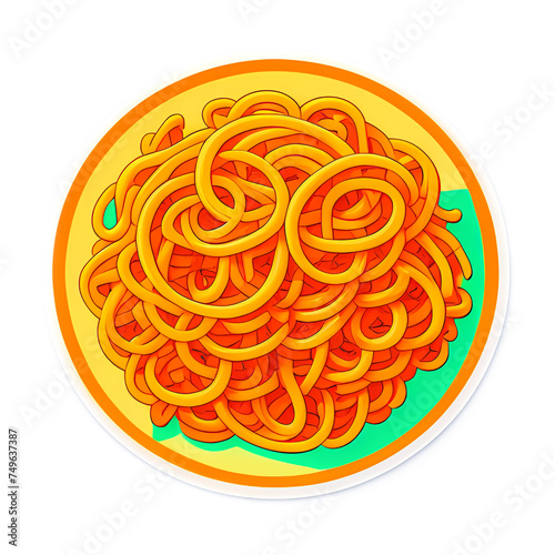 Savor the flavor of a spaghetti plate sticker on a white background, a culinary masterpiece of taste and satisfaction