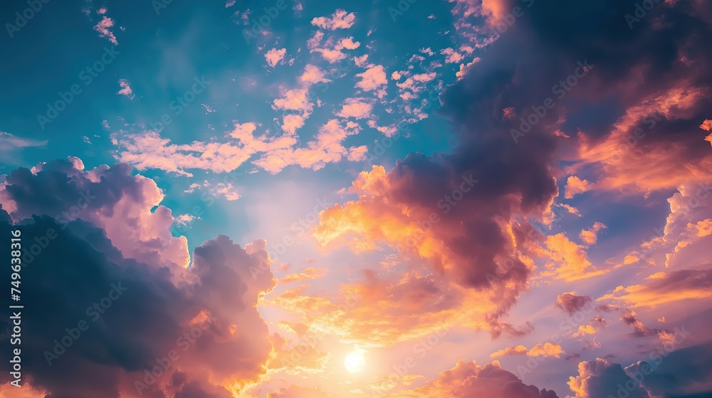 Sunset sky, colorful clouds