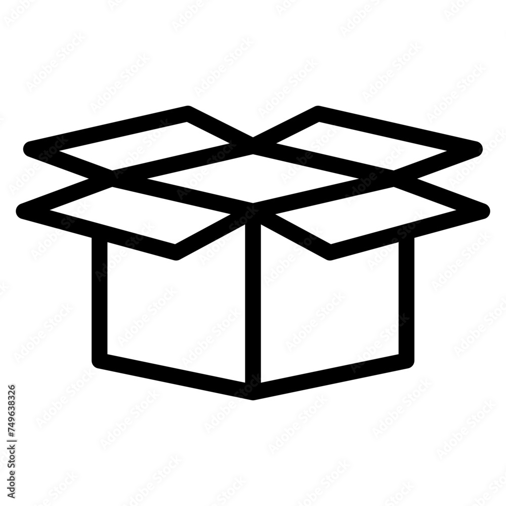 Box icon. Empty open shipping box or unboxing. Carton boxe icon. Stock vector. Vector illustration.