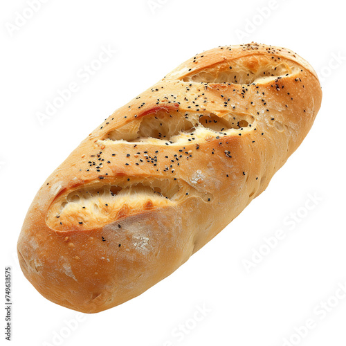 Fresh Seed Ciabatta isolated on transparent background 