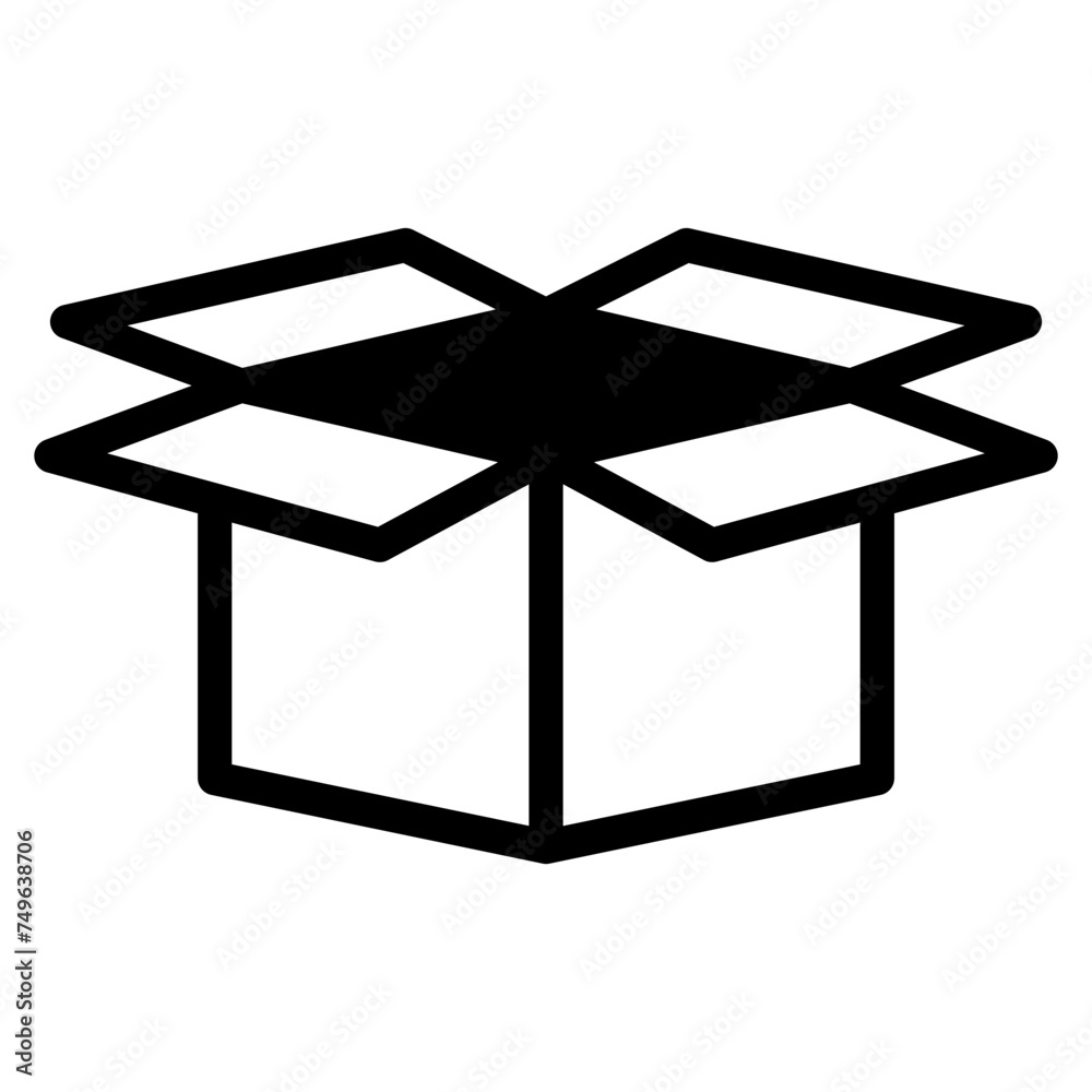 Box icon. Empty open shipping box or unboxing. Carton boxe icon. Stock vector. Vector illustration. Box icon. Empty open shipping box or unboxing. Carton boxe icon. Stock vector. Vector illustration.