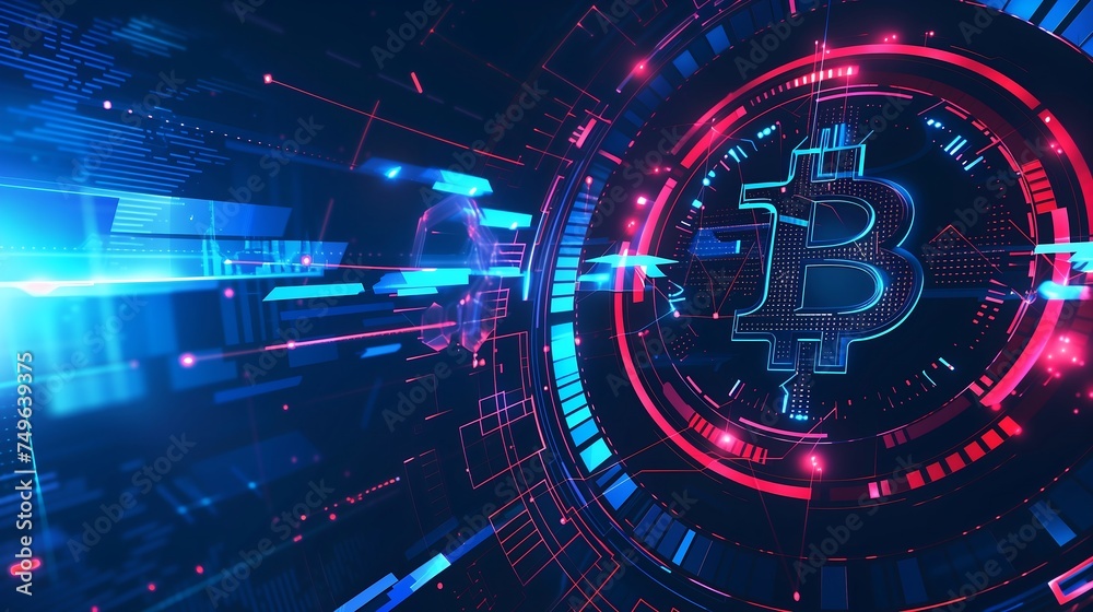 Crypto and BTC bitcoin blockchain technology and digital money background