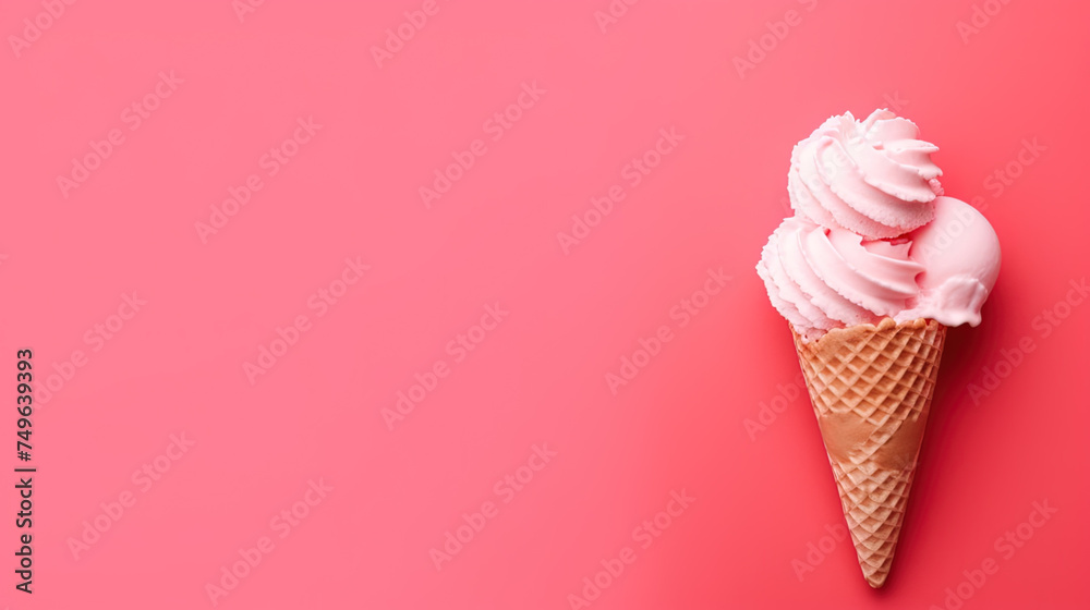 ice cream isolated on pink background with copy space ice cream isolated on pink background with copy space