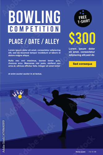Fantastic elegant vector editable bowling poster background design for your bowling championship event	