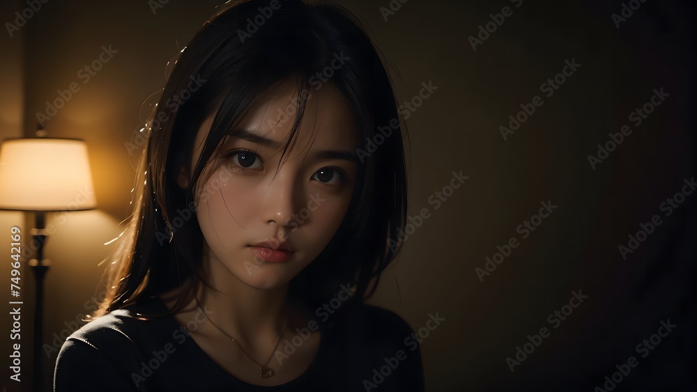 Fototapeta premium ライトで照らされた女性
