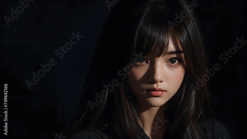 暗闇で見つめる女性