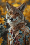 Coyote wearing sunglasses and hawaiian shirt