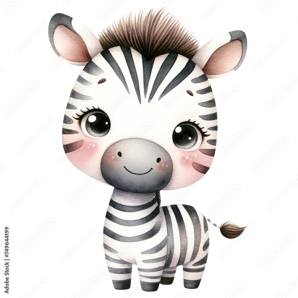 Adorable Zebra Cartoon Character Illustration.