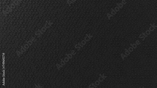 Black abstract geometric background of small triangles on surface. 3d render
