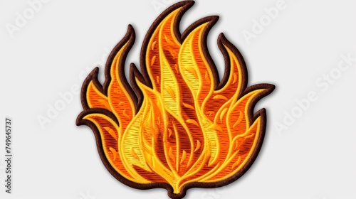 fire embroidered patch badge on isolated transparent Ai Generative