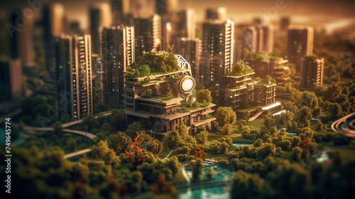 Vibrant Night Cityscape: Urban Skyline View of Asian Metropolis with Glowing Skyscrapers and Panoramic Lights in Downtown Hong Kong, generative AI