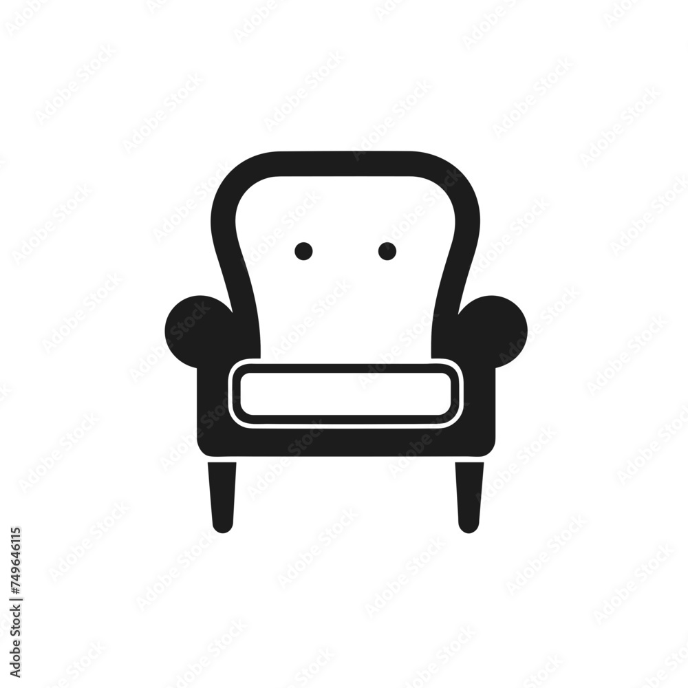 chair or armchair icon black and white vector illustration isolated transparent background logo, cut out or cutout t-shirt print design chair or armchair icon black and white vector illustration isolated transparent background logo, cut out or cutout t-shirt print design