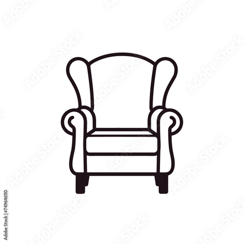 armchair icon black and white vector illustration isolated transparent background logo, cut out or cutout t-shirt print design