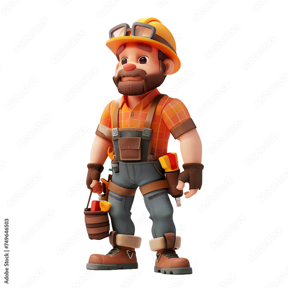 3d builder with helmet and tools - vector cartoon illustration isolated on white background 3d render Generative AI 3d builder with helmet and tools - vector cartoon illustration isolated on white background 3d render Generative AI