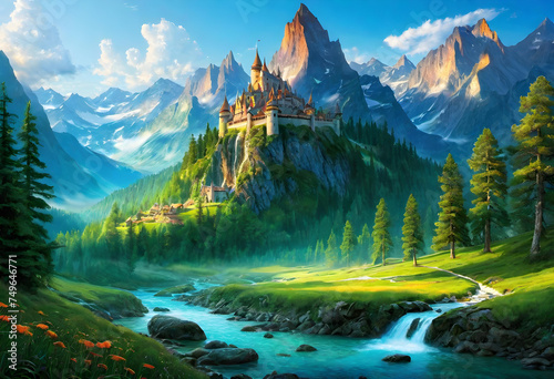 Fantasy Landscape, Fictional, Dreamlike, Imaginary, Magical, Enchanted, Unreal, Mythical, Surreal, Wonderland, Fairy Tale, Epic, Whimsical, Adventure, AI Generated © Say it with silence.