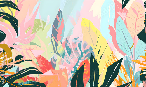 flat 2d geometric illustration features a variety of mangrove trees with large roots, in the style of bold graphic shapes photo