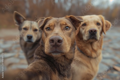 Best friends dogs taking selfie shot