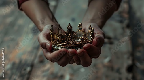 Crown held in hand, a silent testament to waiting power photo