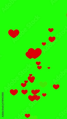 red hearts flowing upward direction vertical video for social media