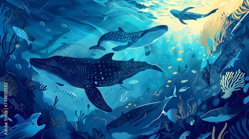 Illustration for world ocean day #749650582