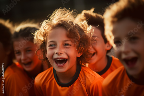 Joyful Children's Soccer Team - Youth Sports Enthusiasm