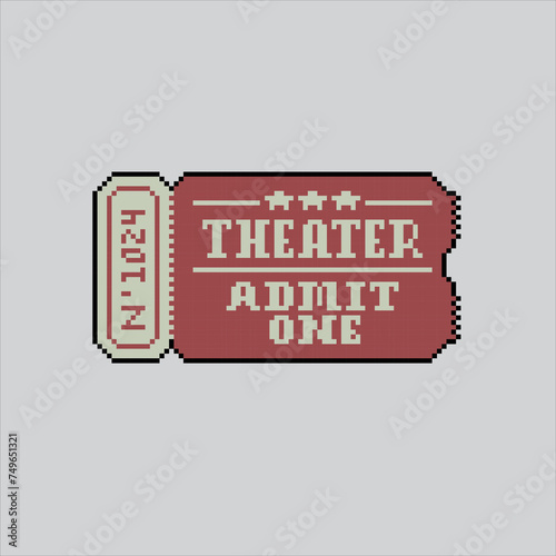 Pixel art illustration Ticket. Pixelated Cinema ticket. Cinema Theatre Ticket pixelated
for the pixel art game and icon for website and video game. old school retro.