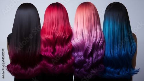 Spectrum of Hairstyles: Four Women with Vibrant Dyed Hair