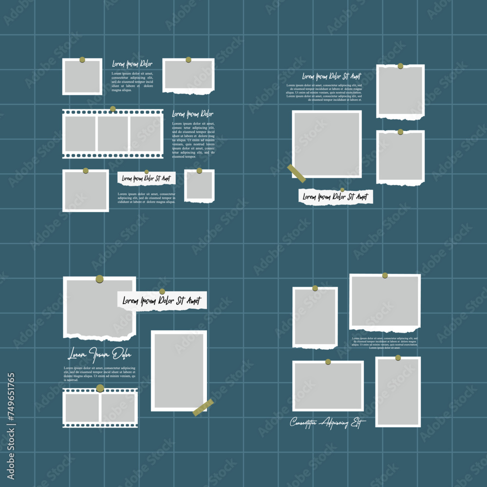 Fototapeta premium Pictures or photos frame collage abstract photo frames and digital photo wall template
