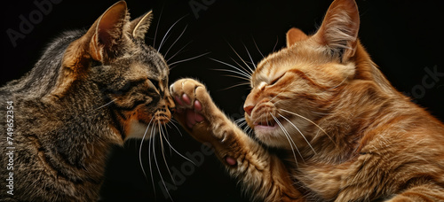 Disagreement. Instant development into a confrontation, fight, feud, battle, war, and conflict. cat punch. photo