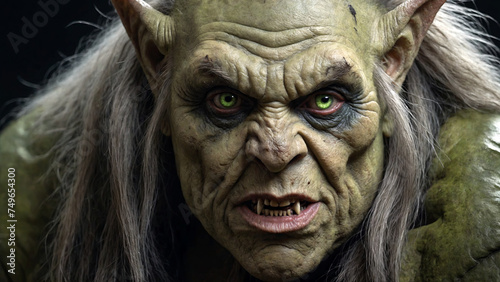 Portrait of a fairytale evil troll with green skin © DAndreev