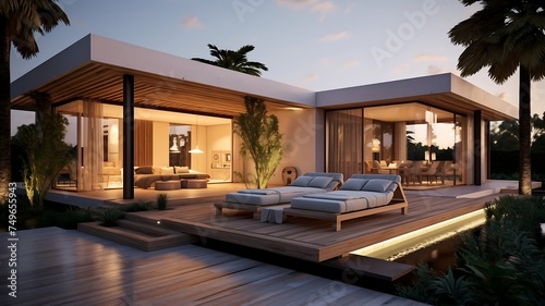 modern villa with open plan living room in luxurious style © MahmudulHassan