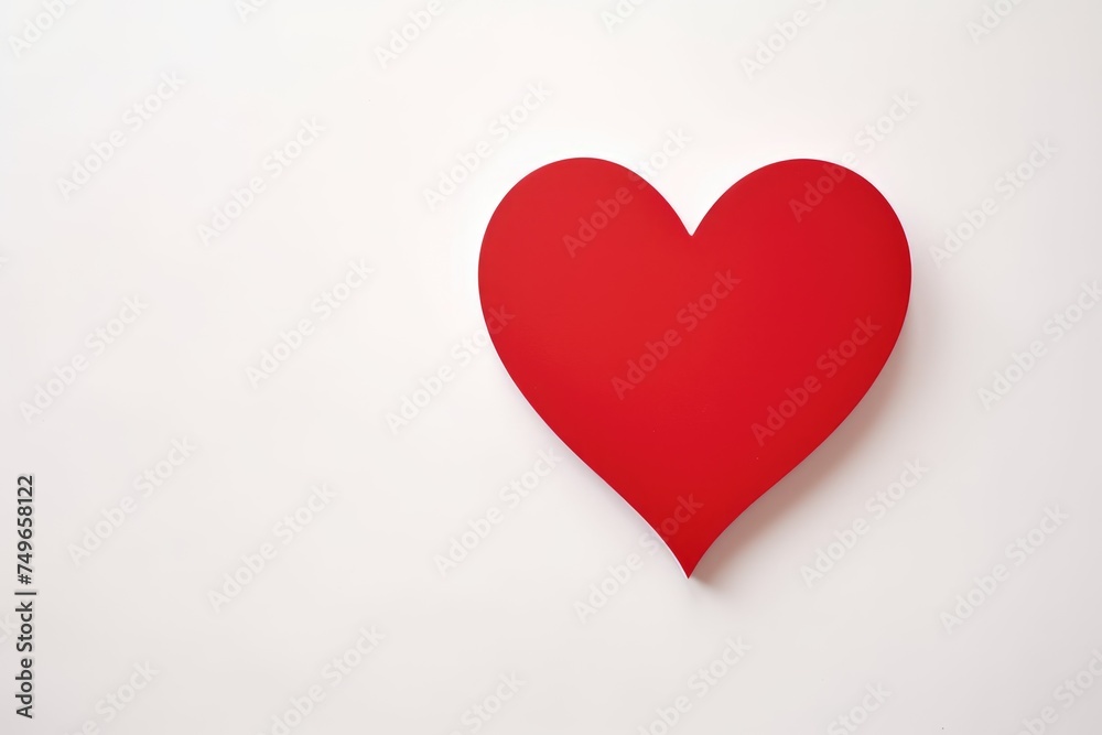 Single red heart on a clean, white background.