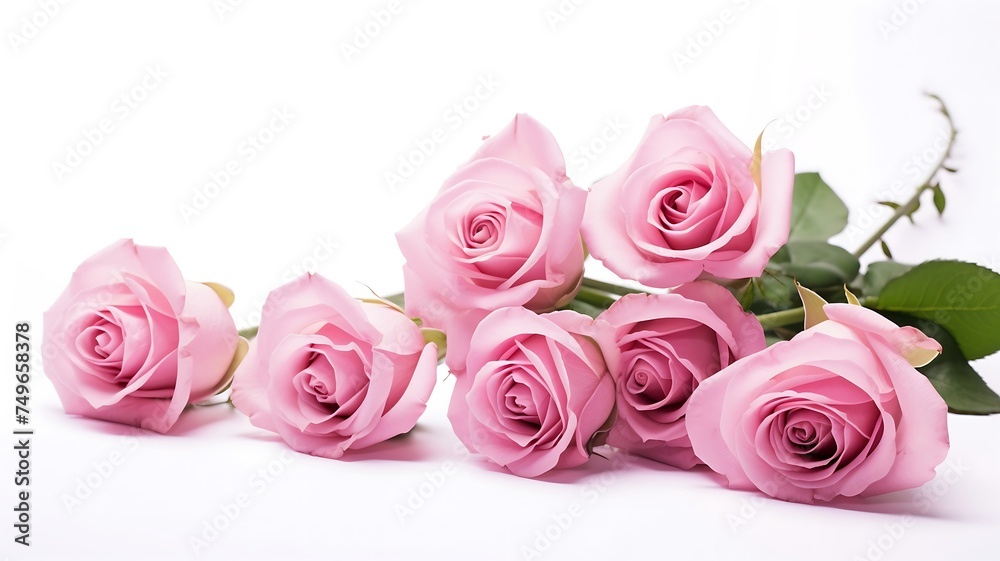 pink roses on white background