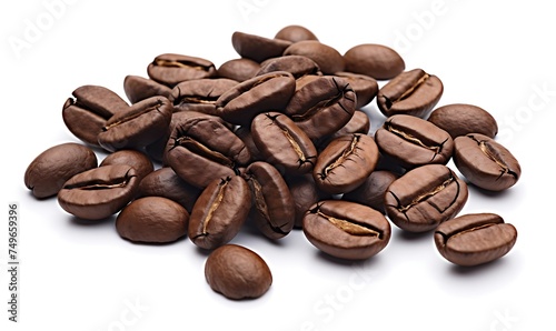 Roasted coffee beans on a white background