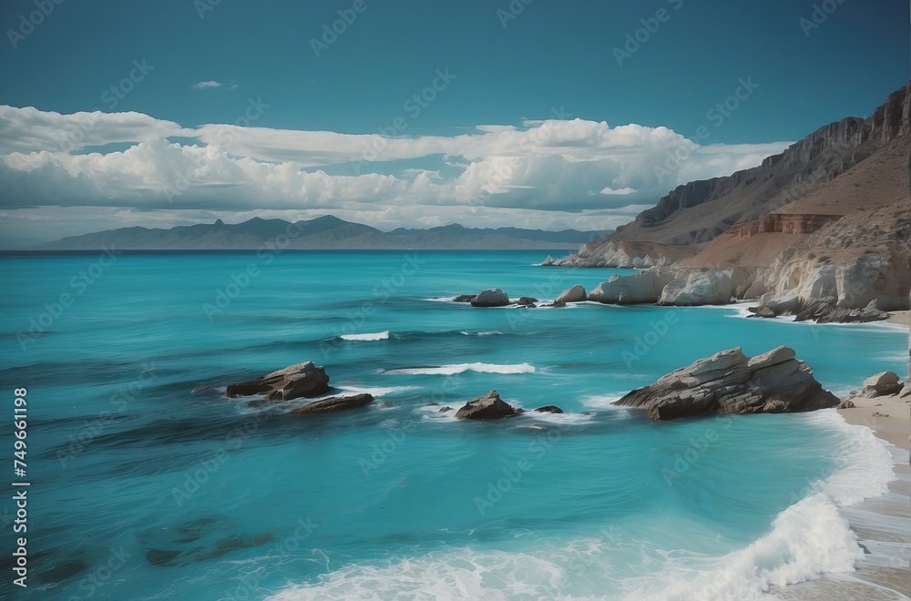 Breathtaking Azul Turquesa Coastal Seascape with Rocky Cliffs