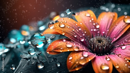 flower with water drops wallpaper Stock Photography Ai Generative