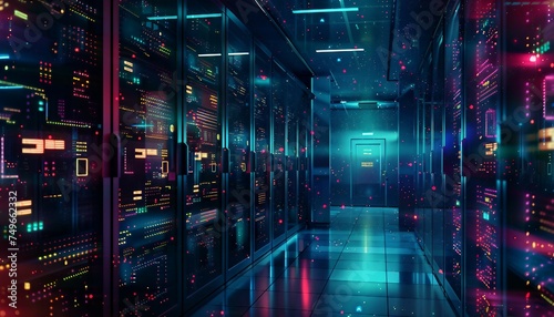 Dark Data Center Operations, dark data center operations with an image featuring lights-out management, remote monitoring, and automated processes, AI