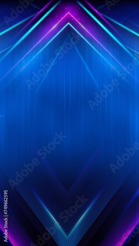 Empty background scene. Dark street reflection on background flyer. Rays of neon light in the dark, neon shapes, smoke. Background of an empty stage show. Abstract dark background