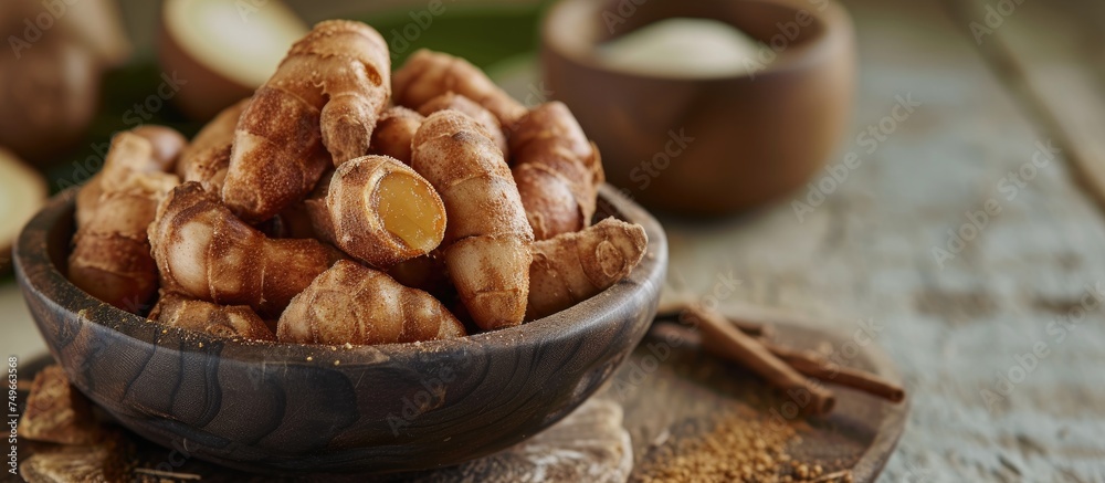 A wooden bowl filled with assorted nuts sits on top of a table, showcasing a variety of almonds, cashews, walnuts, and peanuts in a natural and rustic setting. A wooden bowl filled with assorted nuts sits on top of a table, showcasing a variety of almonds, cashews, walnuts, and peanuts in a natural and rustic setting.