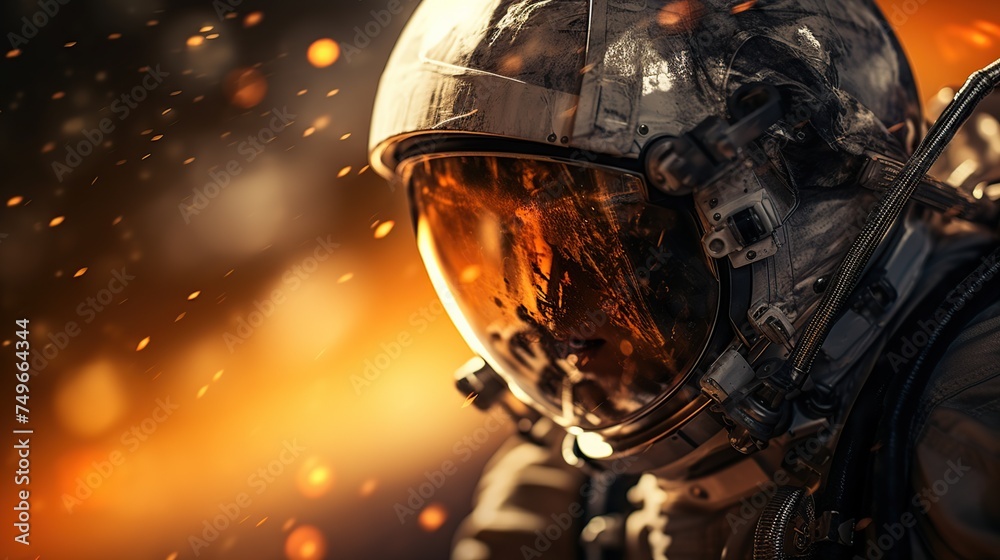 Astronaut in space helmet against the background of the night sky. Astronaut in space helmet against the background of the night sky.
