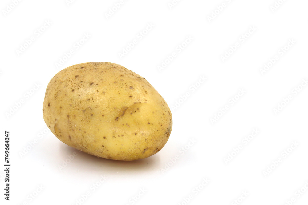 Young potato isolated on white background. Harvest new. Flat lay. Young potato isolated on white background. Harvest new. Flat lay.