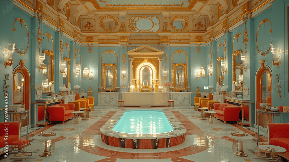 Obraz premium Luxurious Indoor Swimming Pool in Baroque Style Interior