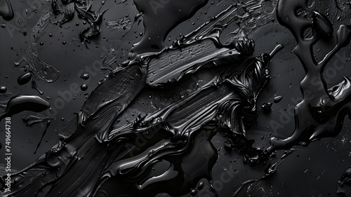 Abstract Essence: Matte Black Liquid Textures and Paint Scribbles