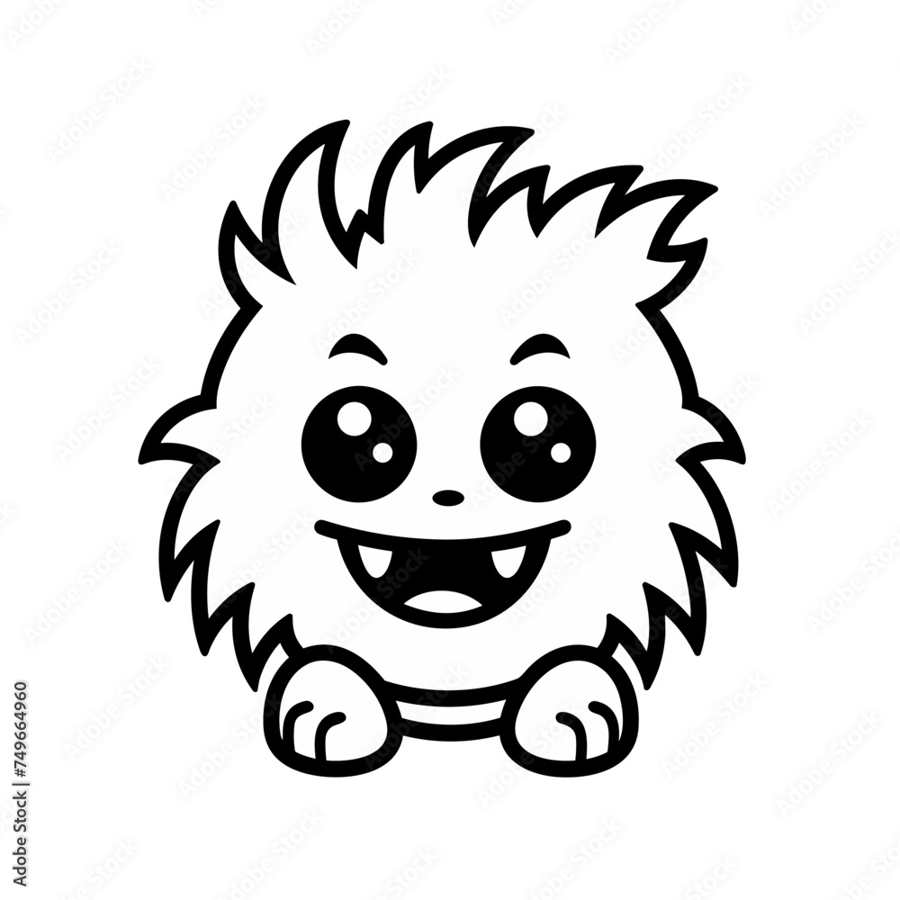 cute monster fluffy cartoon black and white vector illustration isolated transparent background logo, cut out or cutout t-shirt print design, poster, baby products, packaging design cute monster fluffy cartoon black and white vector illustration isolated transparent background logo, cut out or cutout t-shirt print design, poster, baby products, packaging design