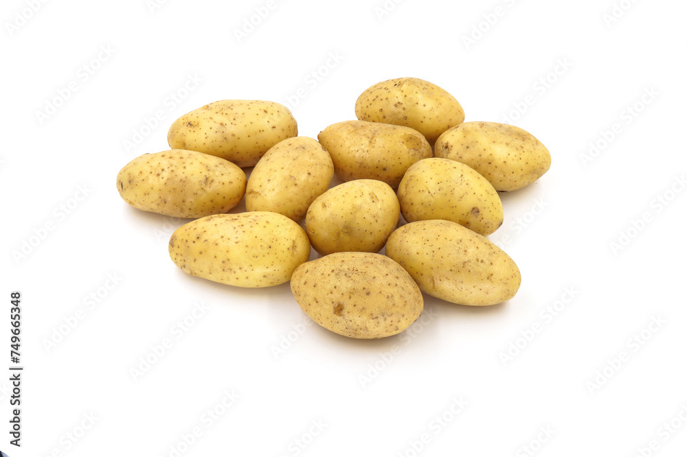 Young potato isolated on white background. Harvest new. Flat lay. Young potato isolated on white background. Harvest new. Flat lay.