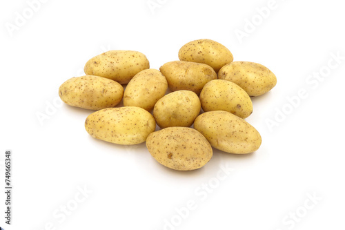 Young potato isolated on white background. Harvest new. Flat lay.