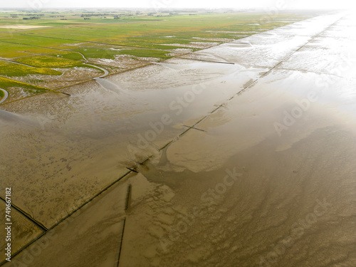 Aerial view of tidal channels and gullies, Waddenzee, Holland photo